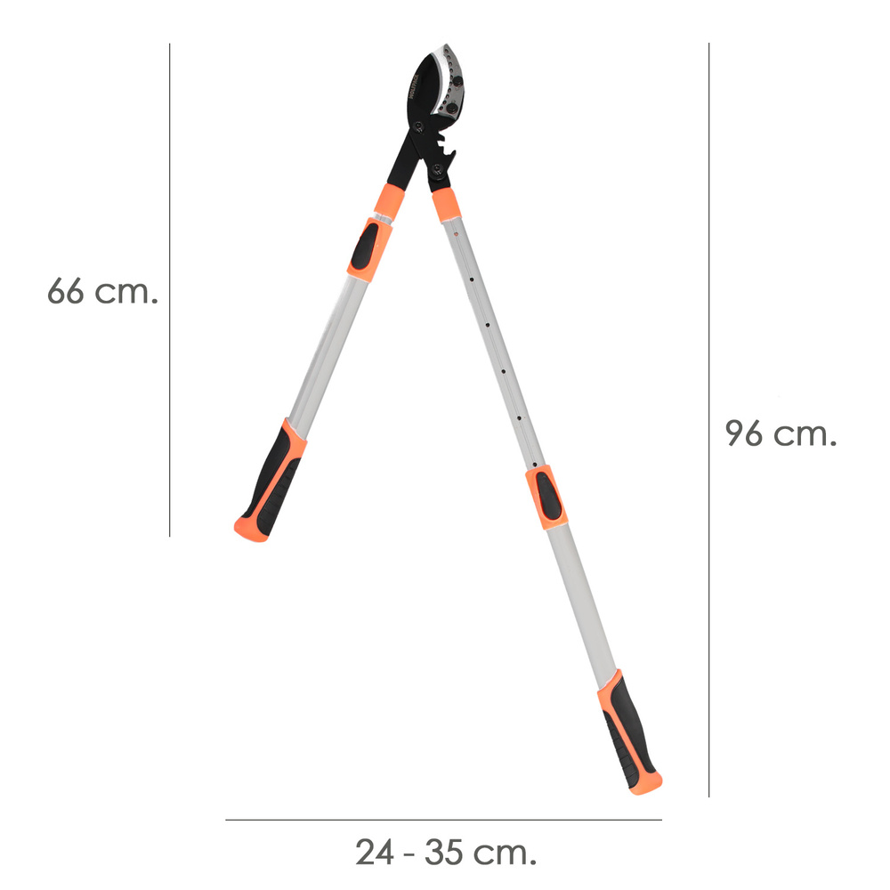 Tijera Podar 2 Manos Sistema Yunque Mangos Telescopicos Aluminio Con Multiplicador De Fuerza tama&ntilde;o